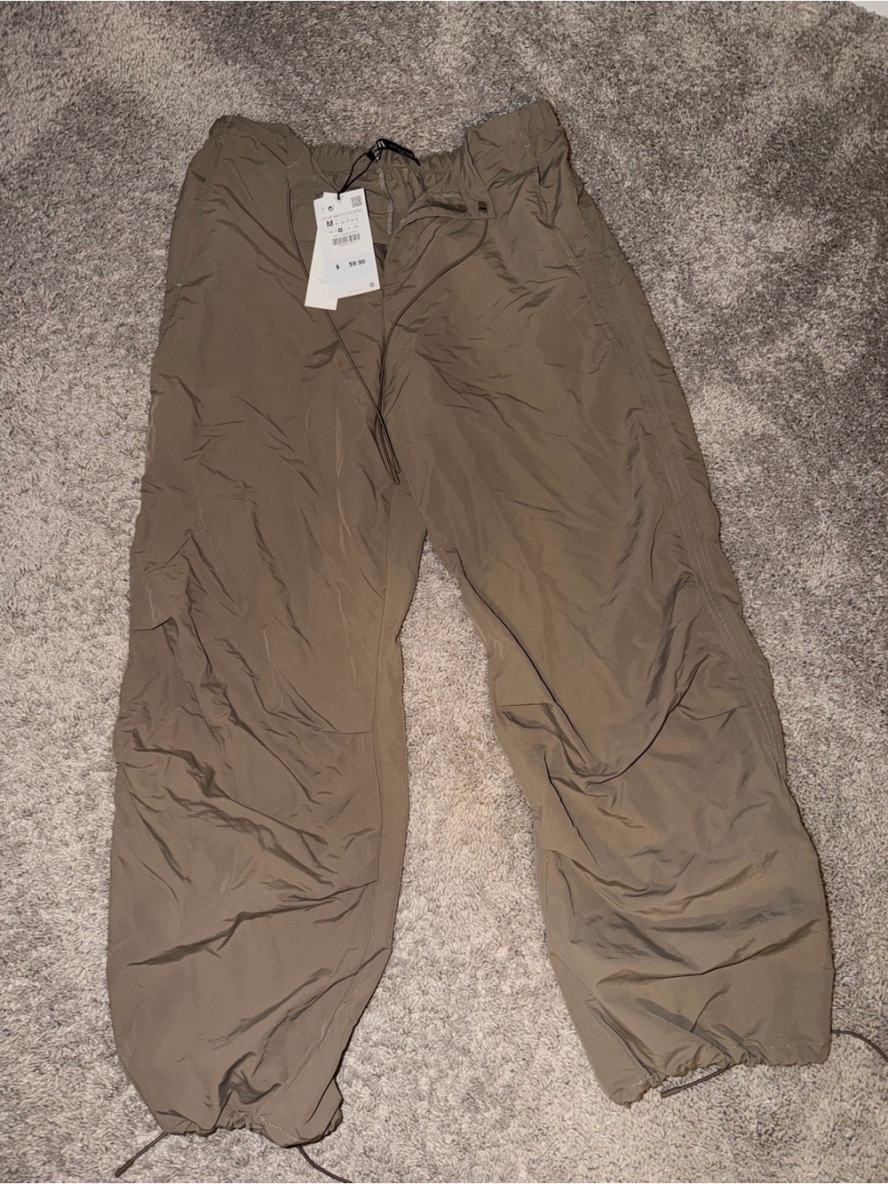 Zara Olive Brown Track Joggers